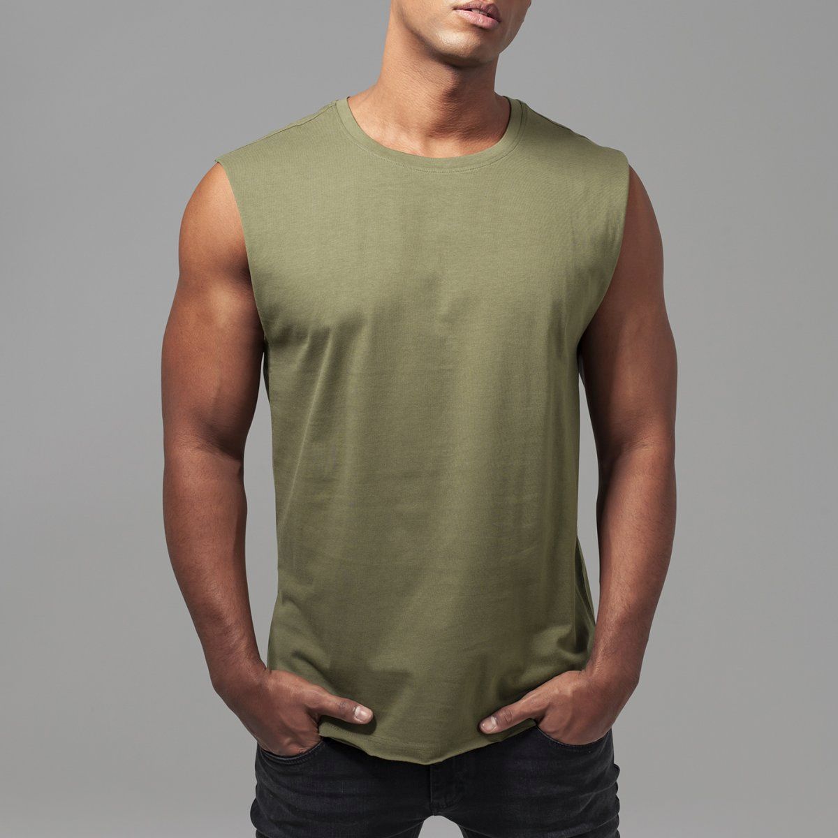 Urban Classics - OPEN EDGE Sleeveless Shirt olive