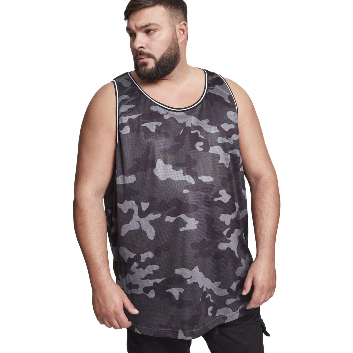 Urban Classics - MESH Tank Top dark grey camo
