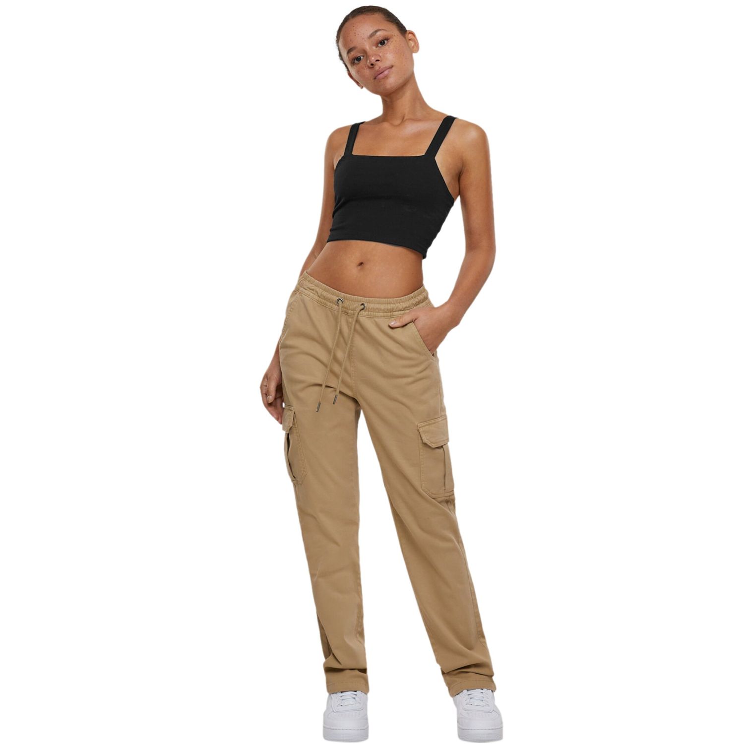 Urban Classics Ladies - High Waist Twill Cargo Pantalon