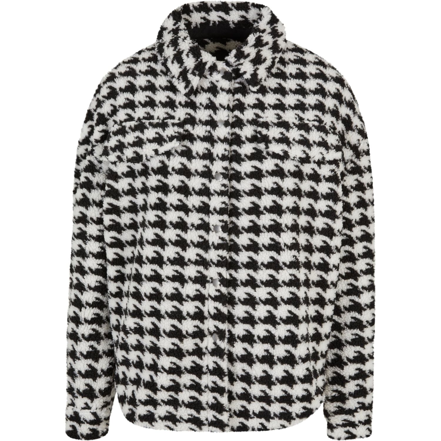 Urban Classics Ladies - Sherpa Overshirt houndstooth