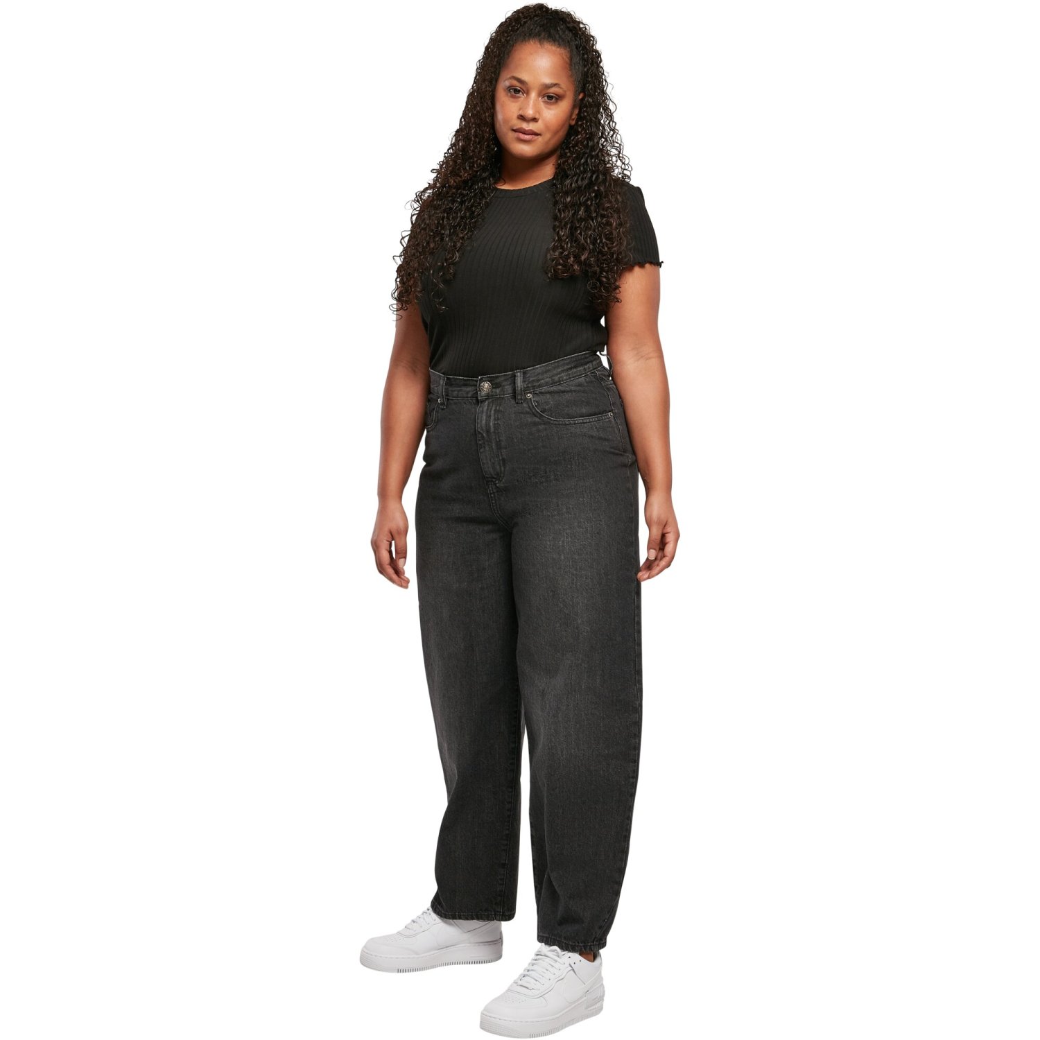 Urban Classics Ladies - Wide Leg Cropped Denim Jeans noir