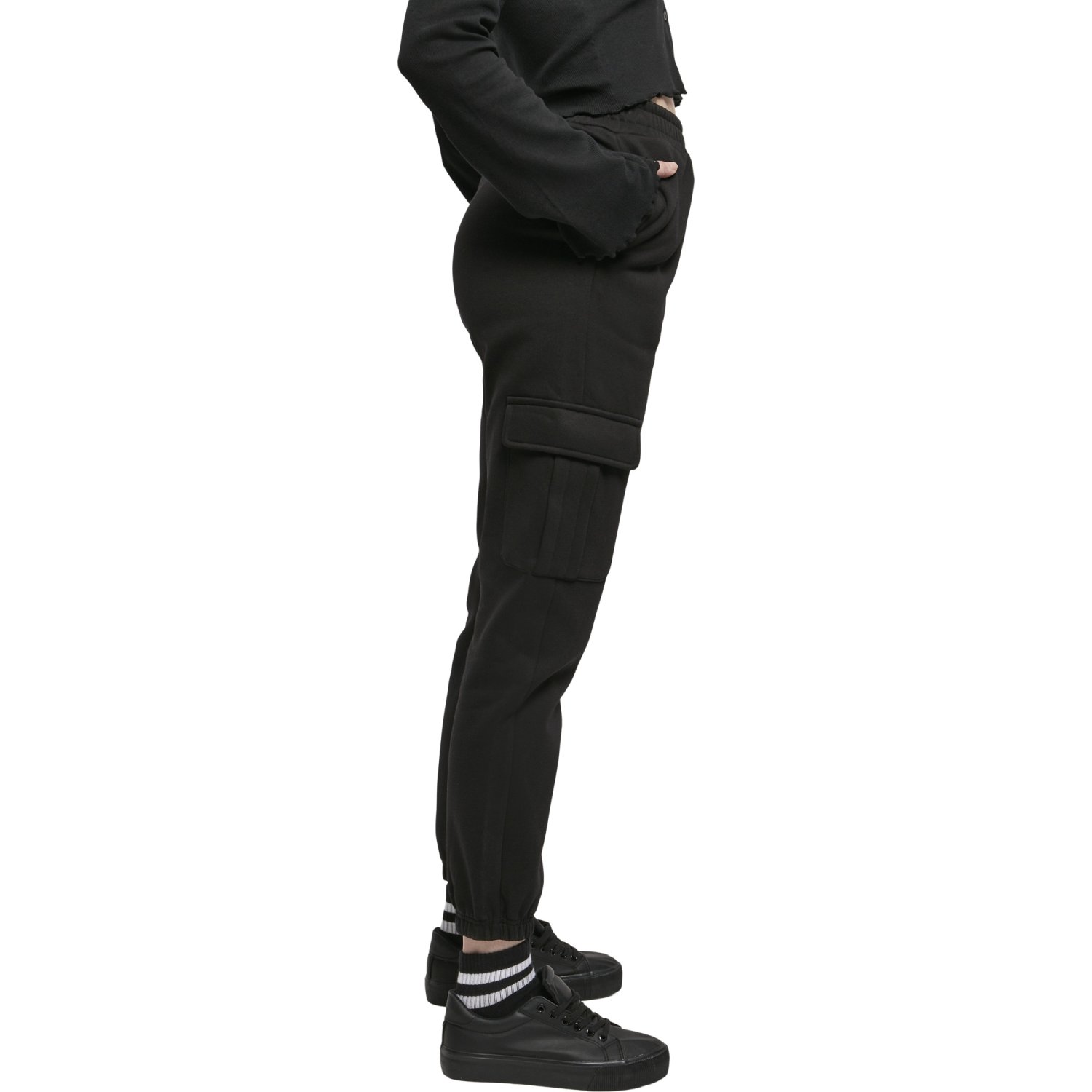 Urban Classics Ladies - High Waist Cargo Sweatpants noir