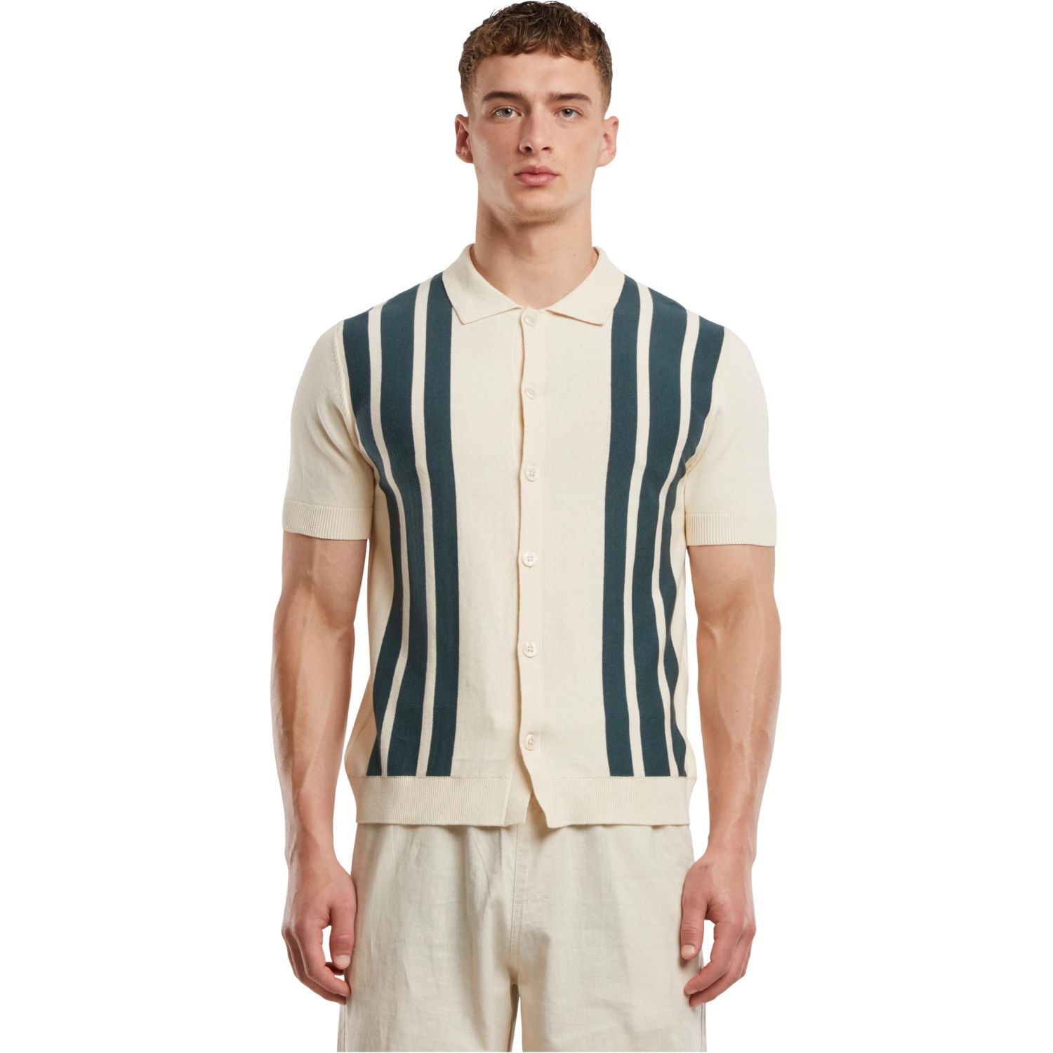 Urban Classics - Chemise rétro en tricot white sand