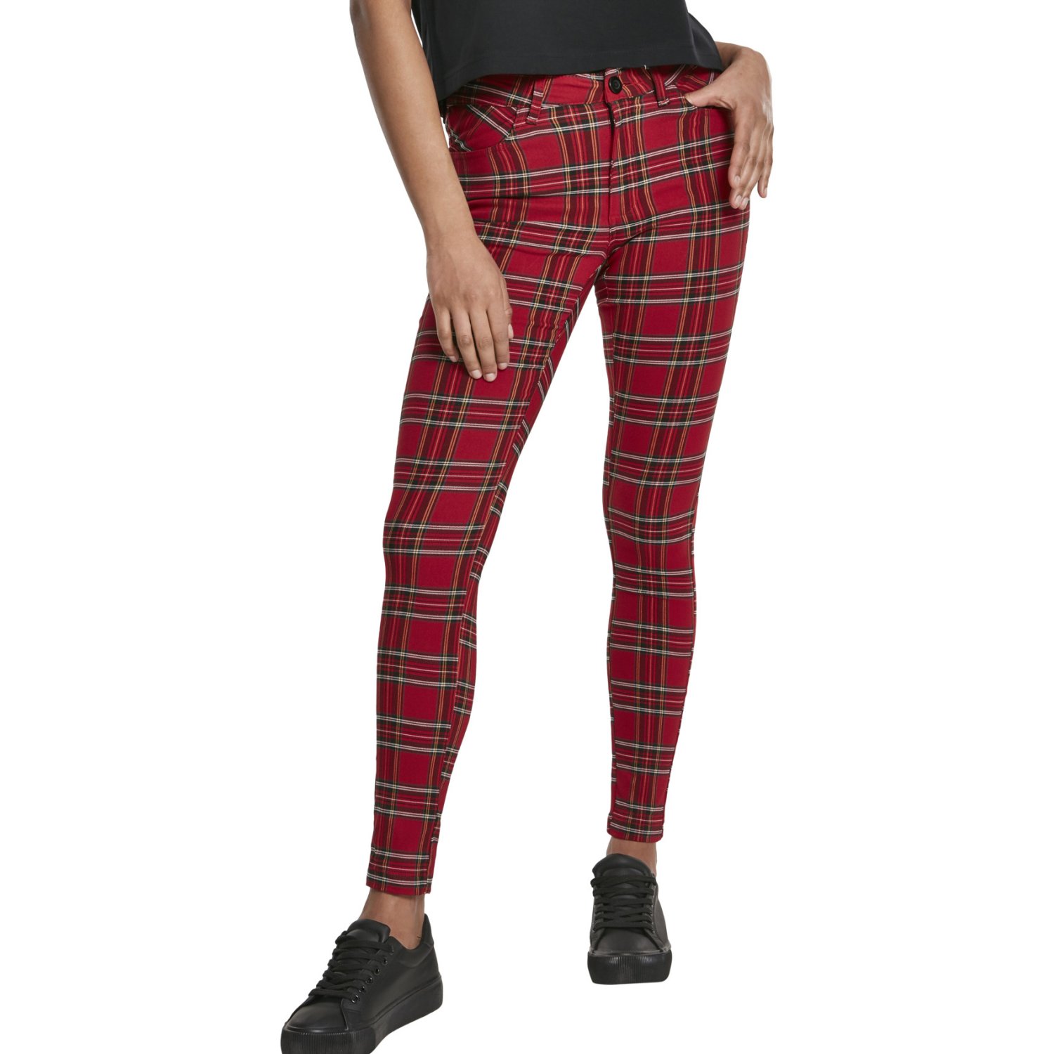 Urban Classics Ladies - TARTAN Skinny Pants red