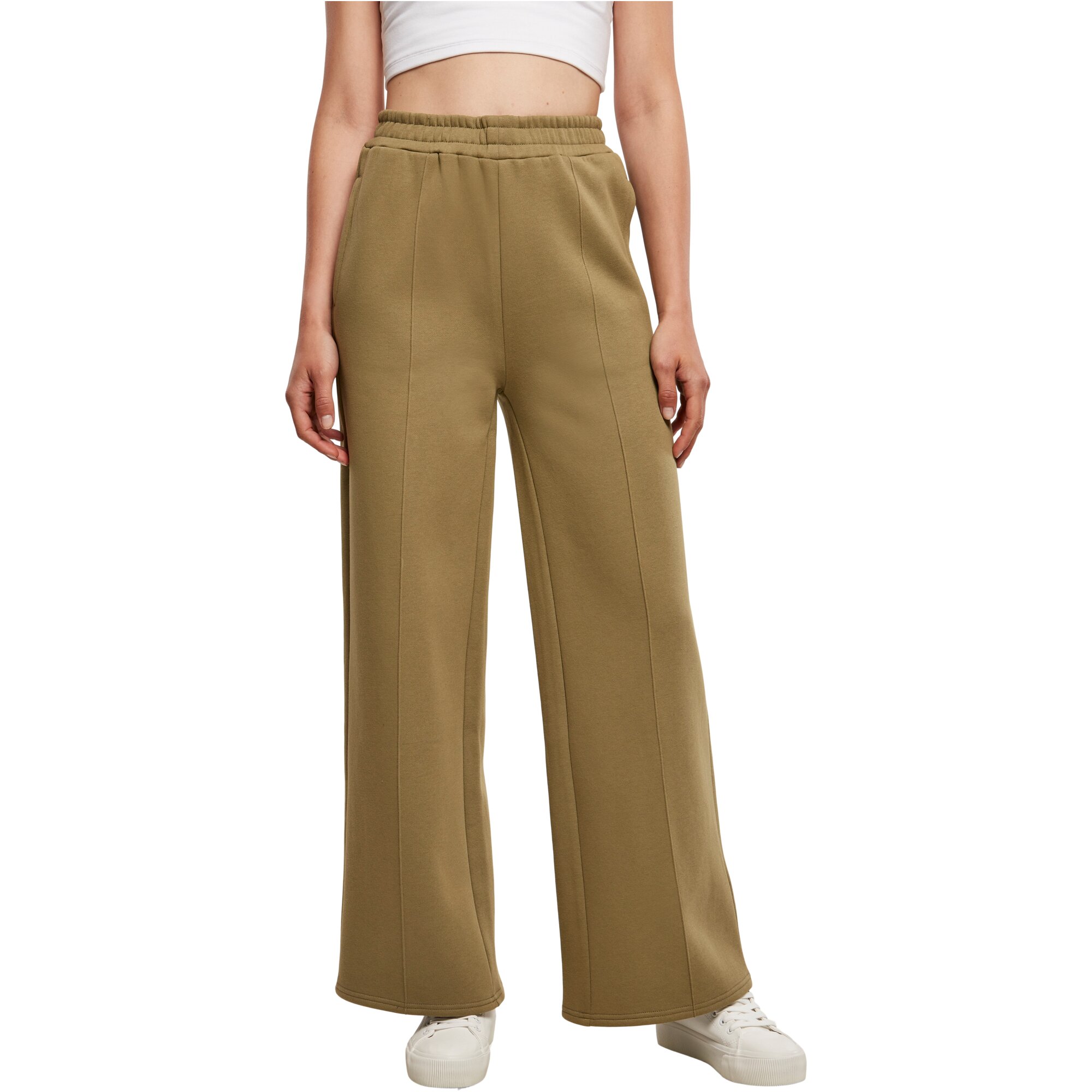Urban Classics Ladies - Straight Pin Tuck Sweatpants olive