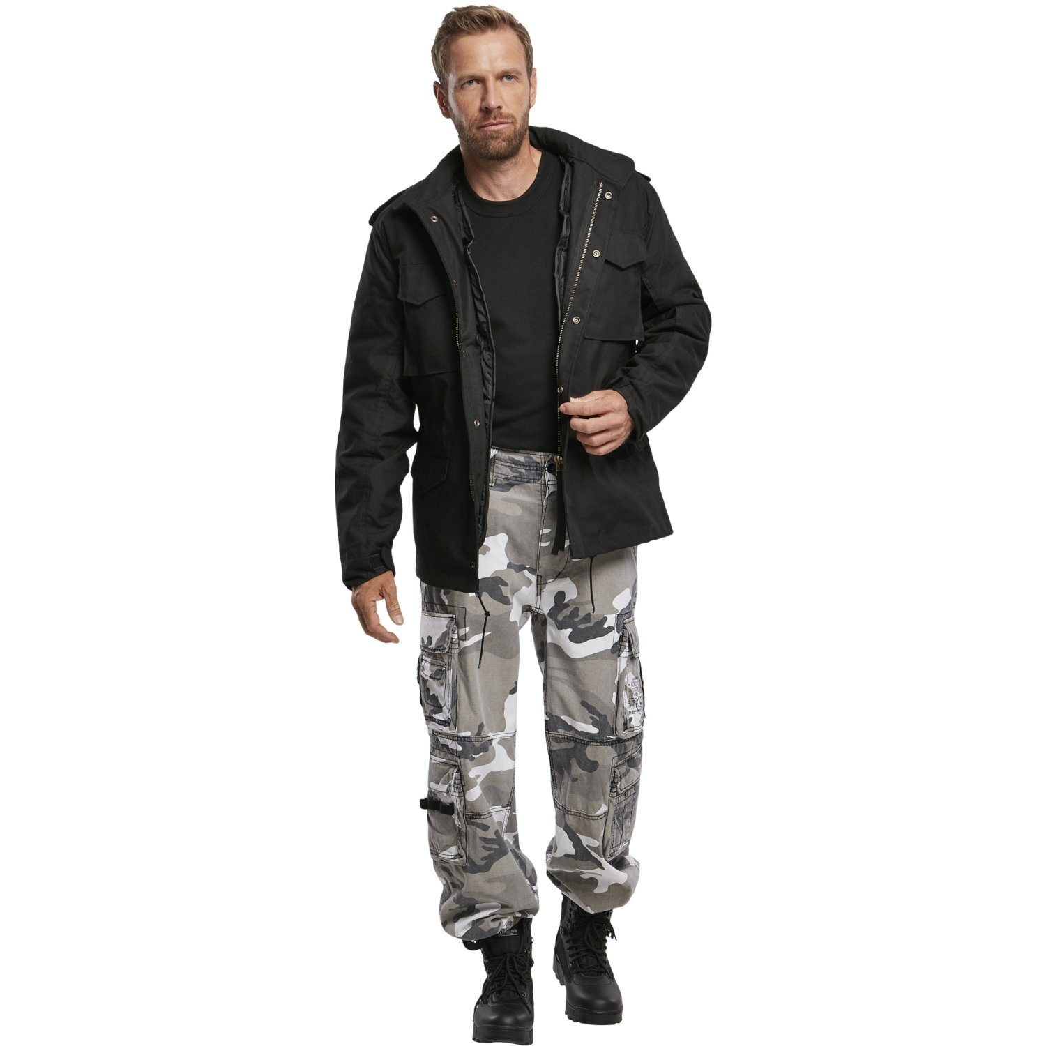 Brandit Pure Vintage Cargo Army Trousers snow camo