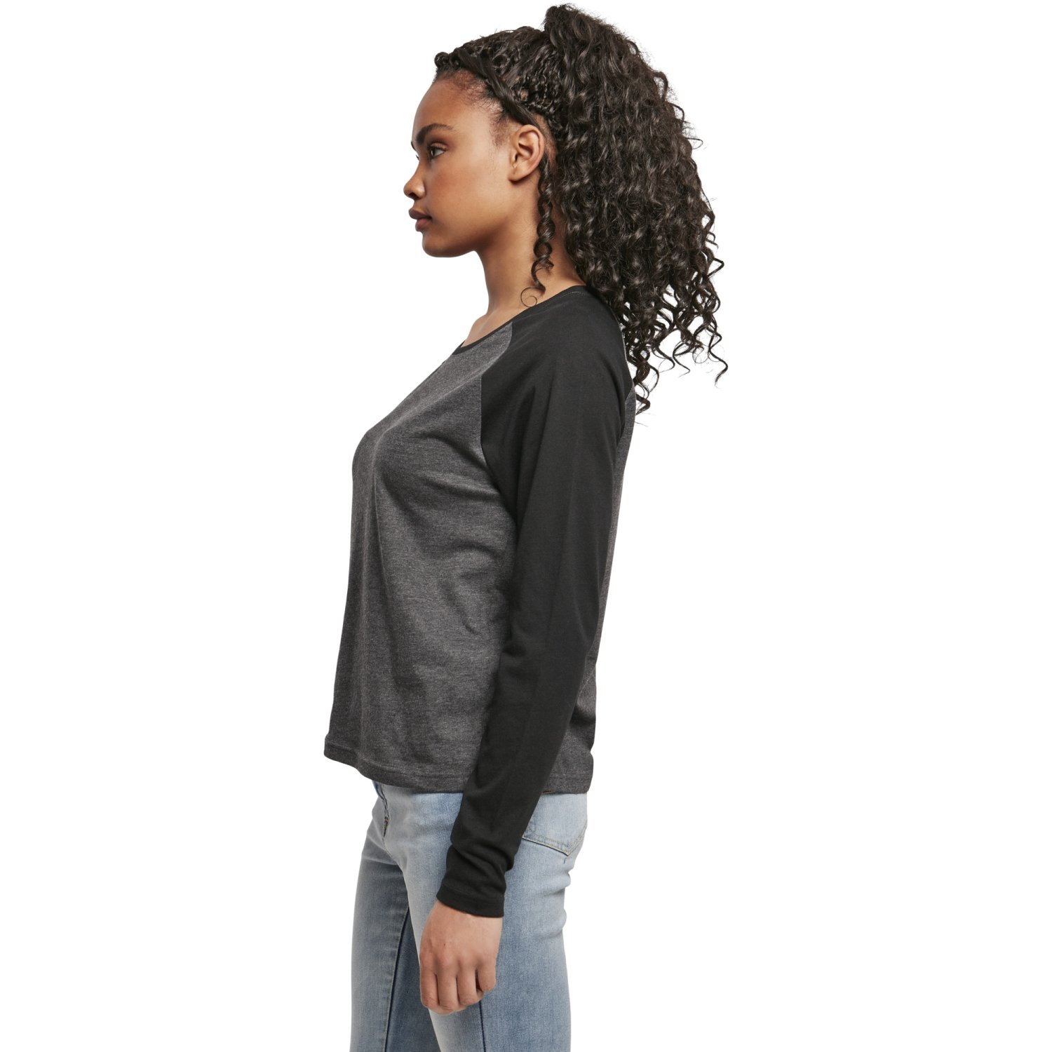 Urban Classics Femme - RAGLAN Manches Longues charcoal