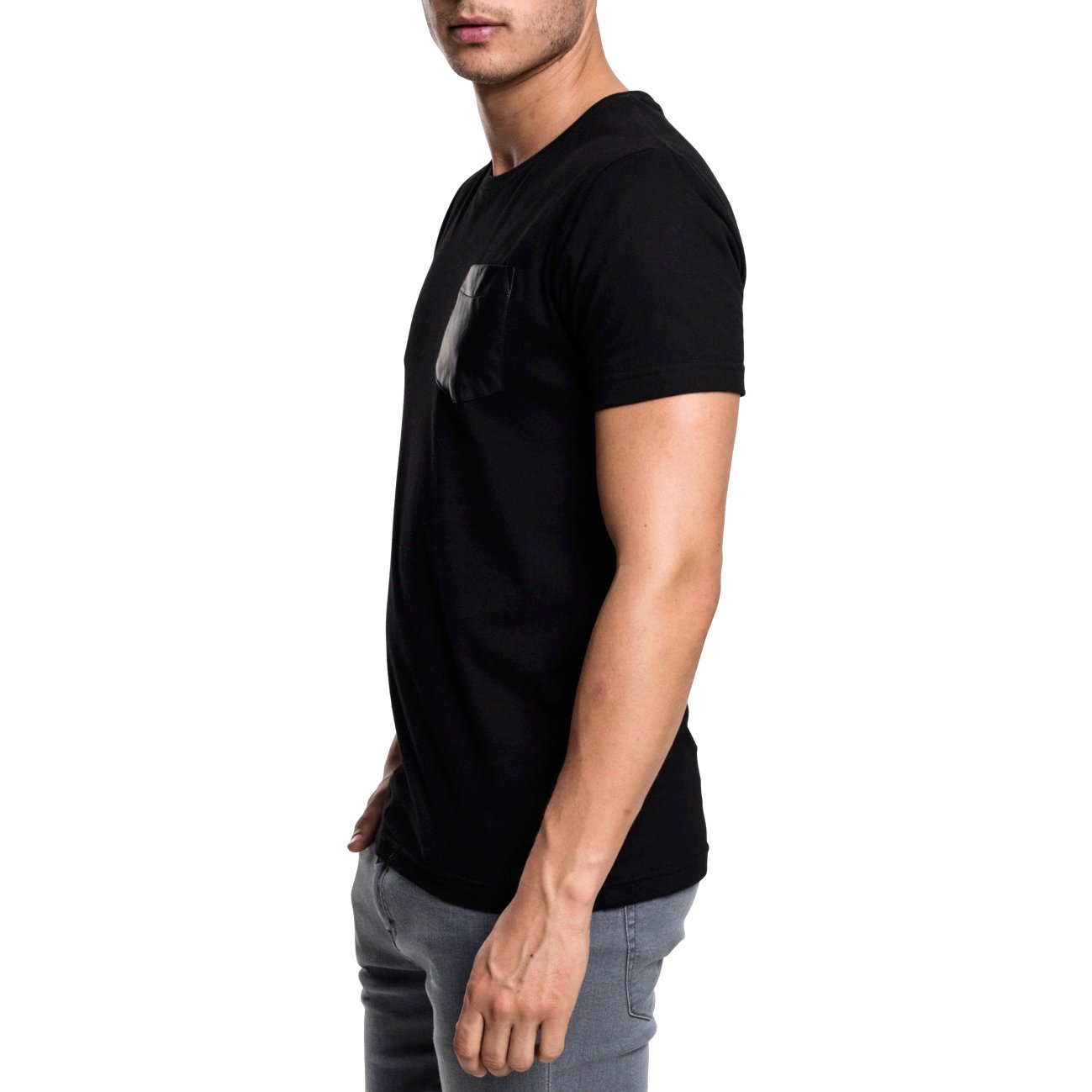 Urban Classics - SLUB Similicuir POCKET Shirt noir
