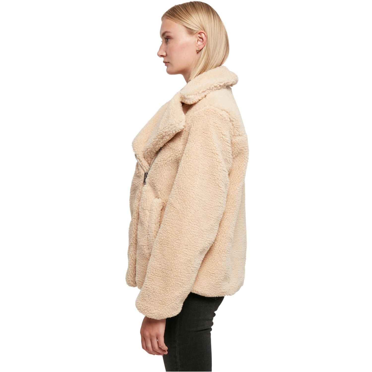 Urban Classics Femme - SHERPA Biker Veste d'hiver beige