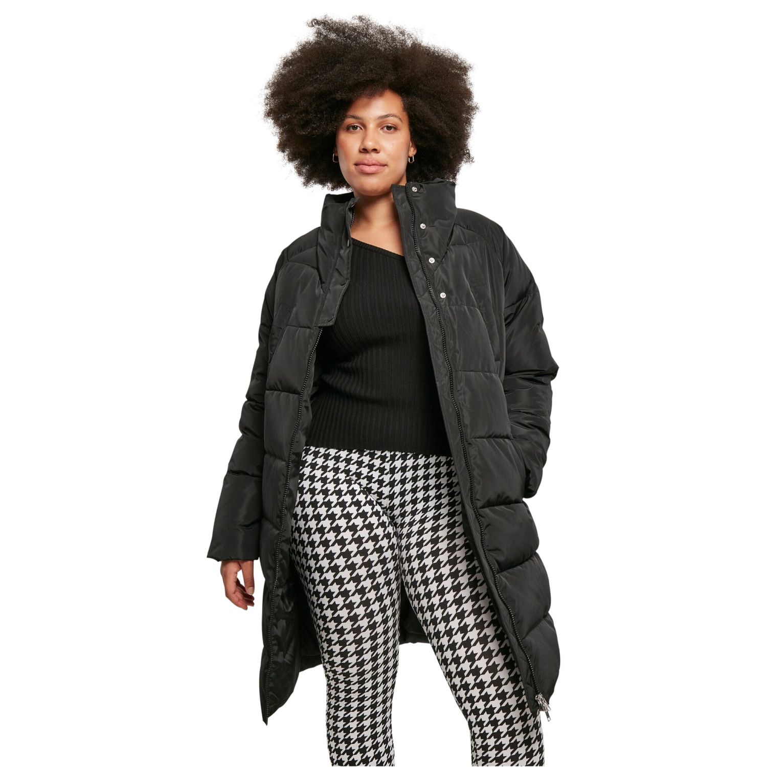 Urban Classics Ladies - High Neck Puffer Winter Coat black