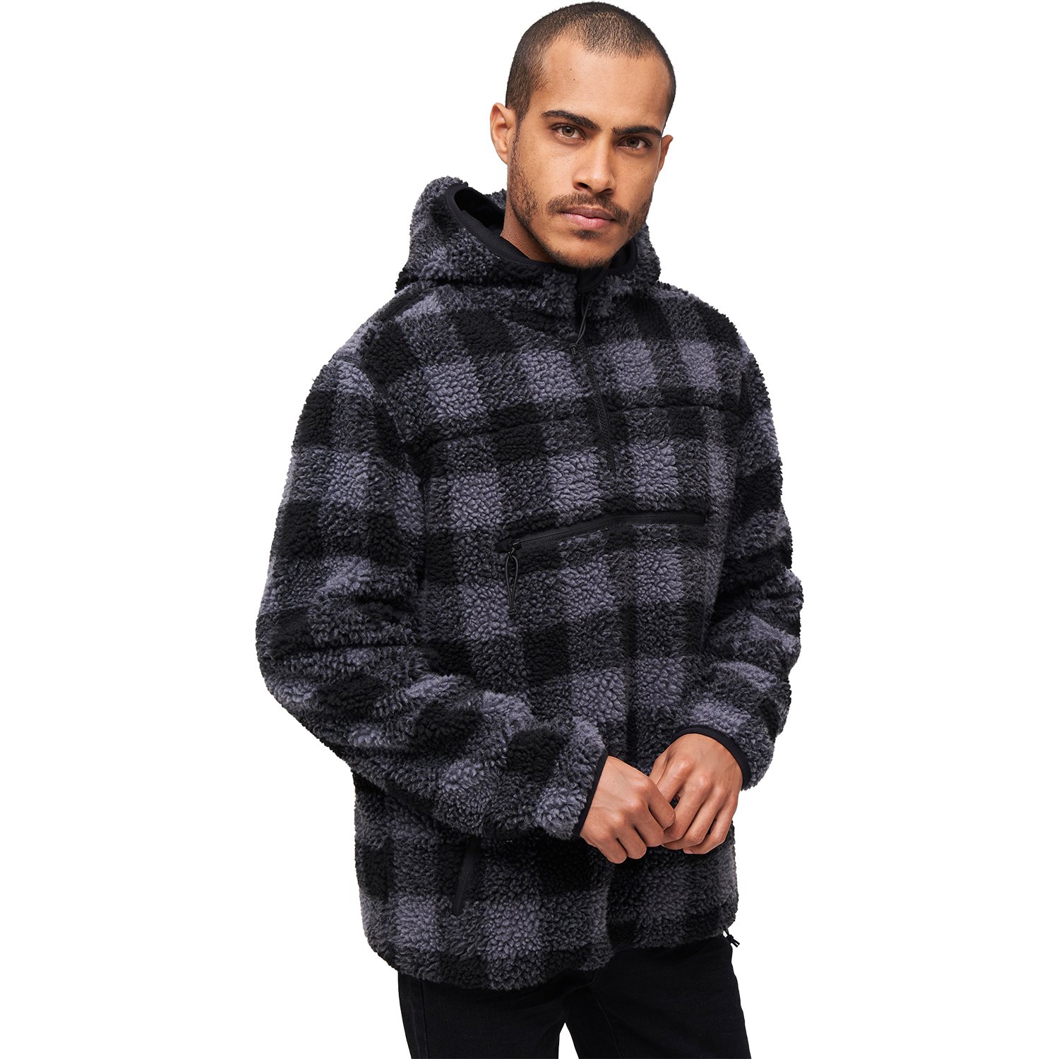 Brandit - Teddyfleece Troyer Worker Sweater noir / gris