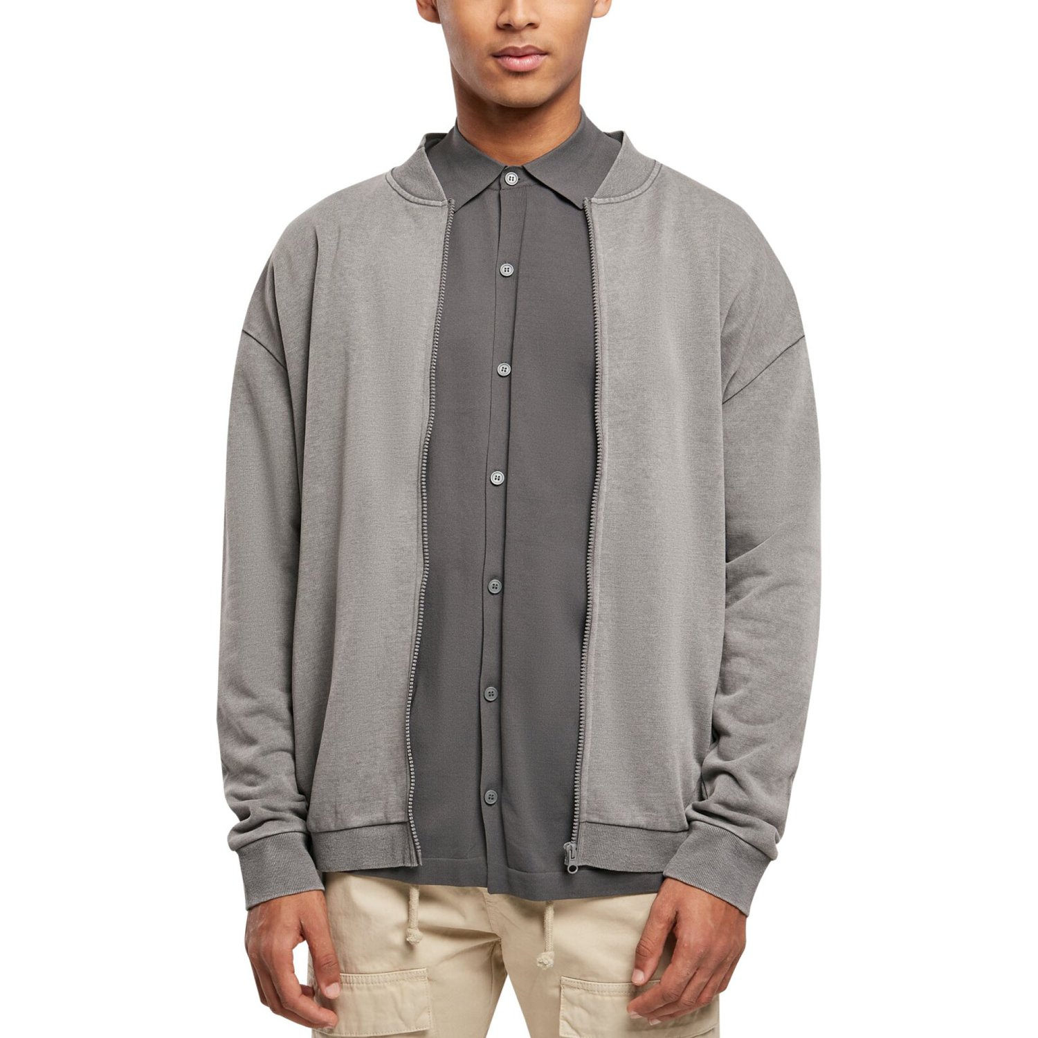 Urban Classics - Washed Sweat Bomber Jacket charcoal