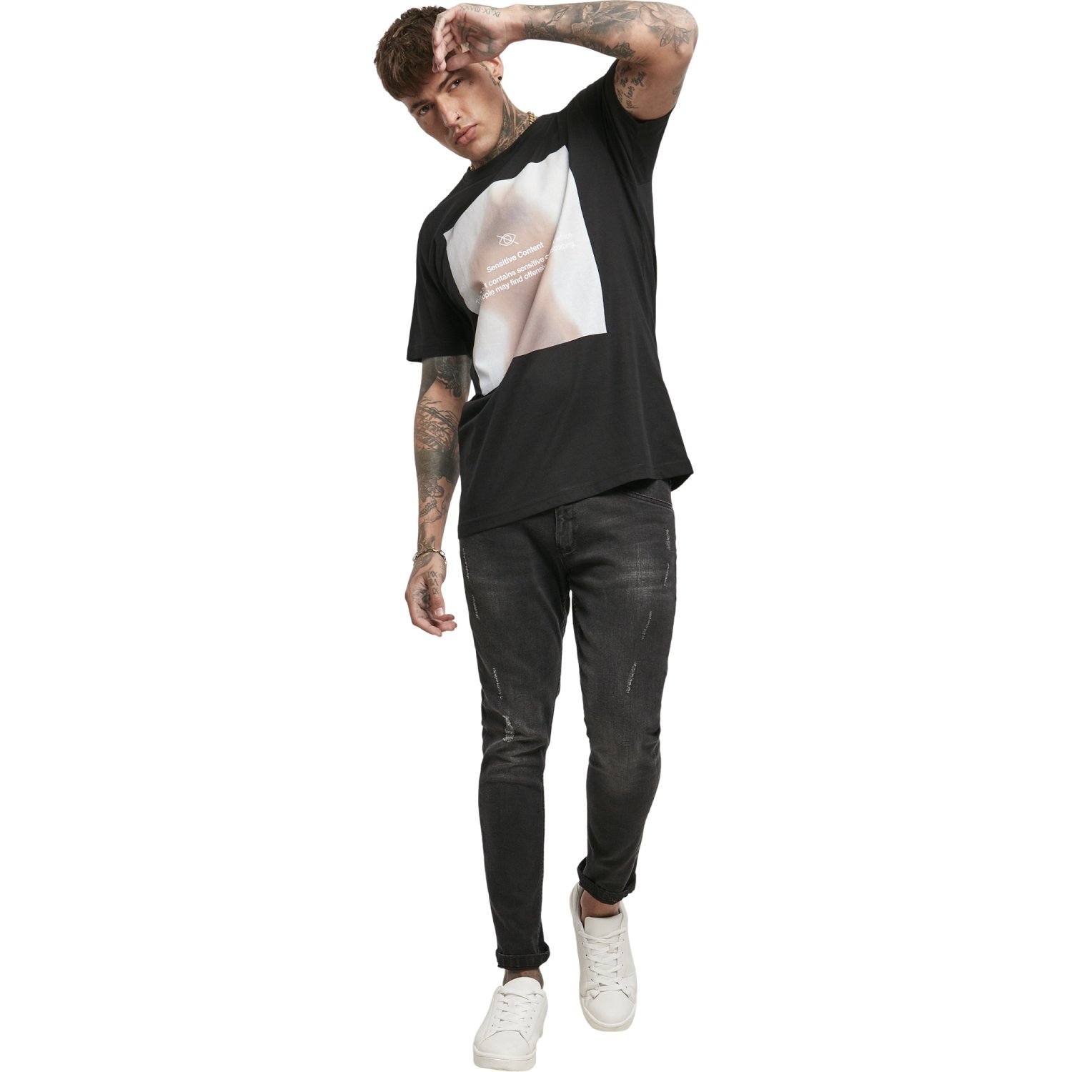 Mister Tee Grafik Shirt - SENSITIVE CONTENT schwarz