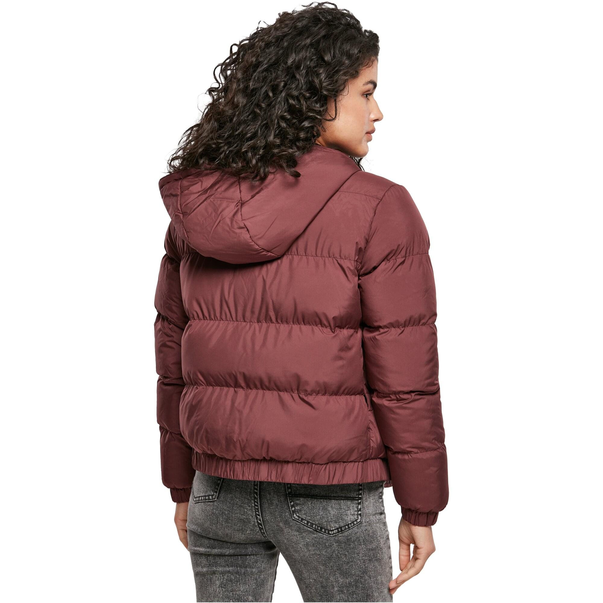 Urban Classics Ladies - Hooded Puffer Winterjacket cherry