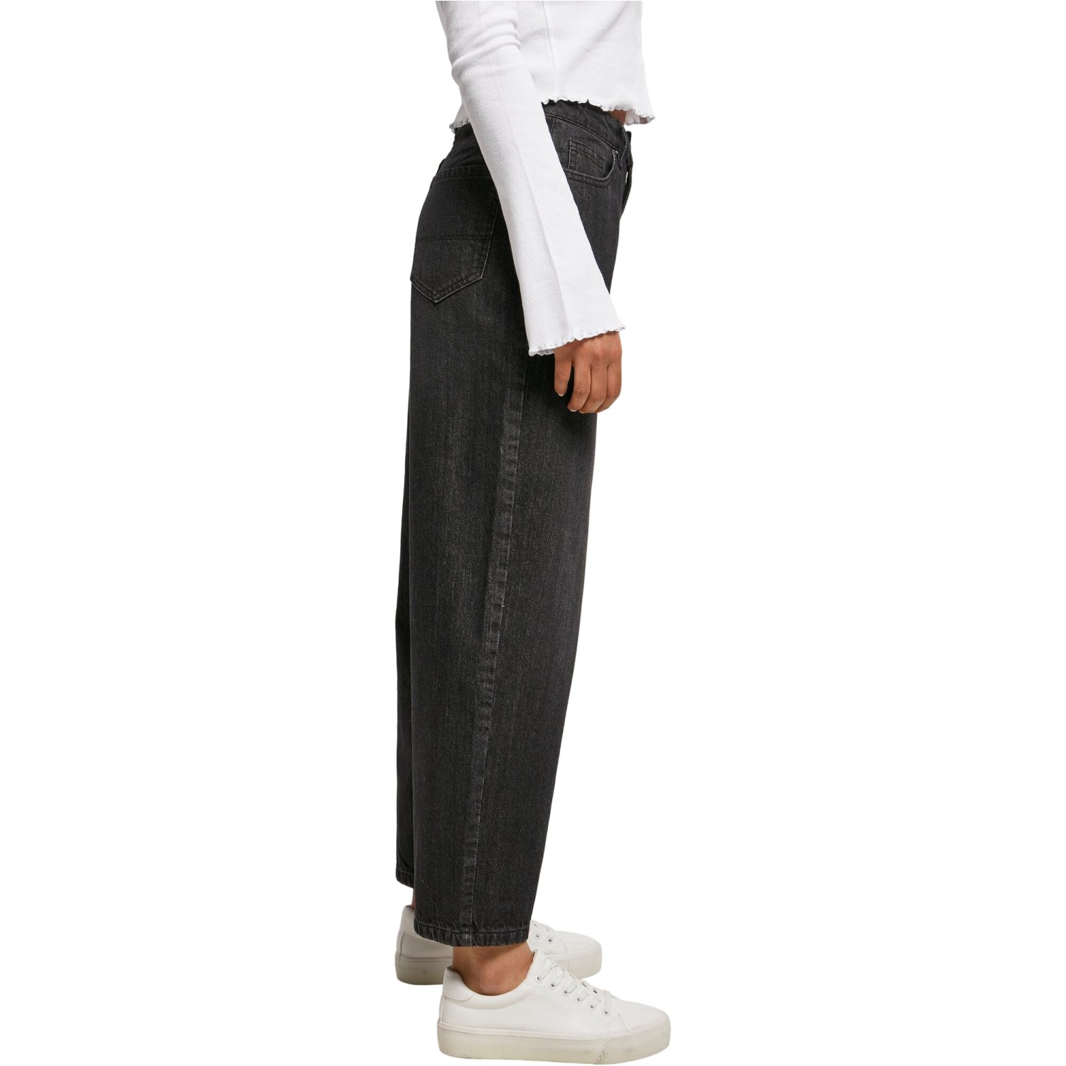 Urban Classics Ladies - Wide Leg Cropped Denim Jeans noir
