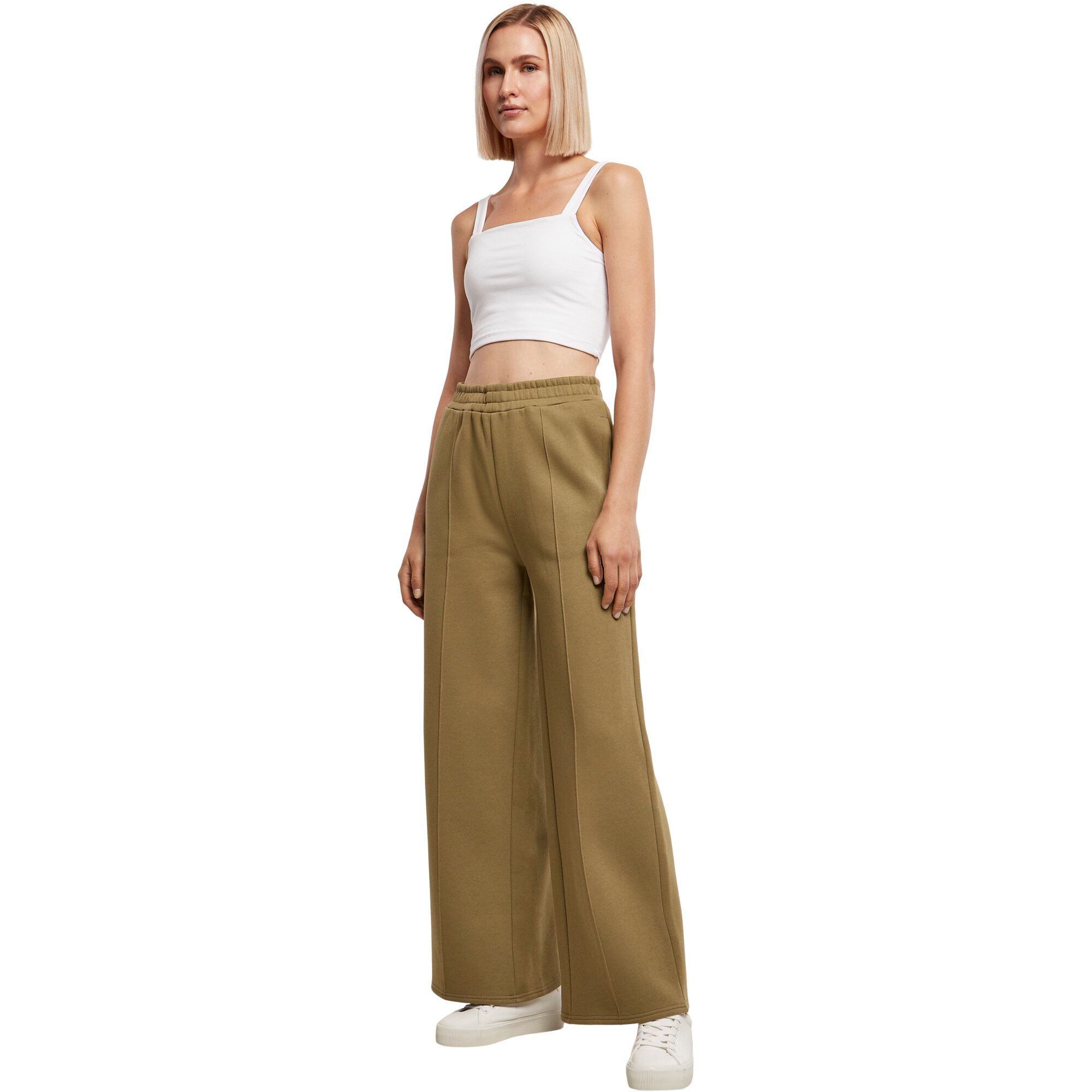 Urban Classics Ladies - Straight Pin Tuck Sweatpants olive
