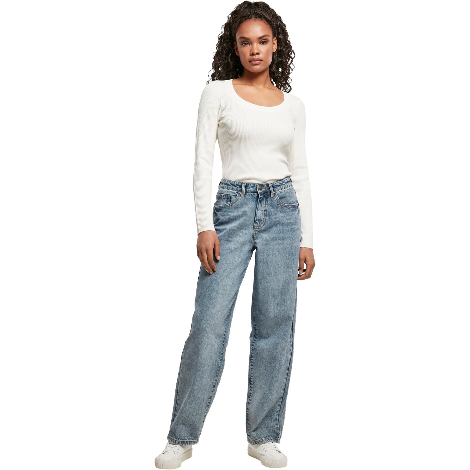 Urban Classics Ladies - High Waist Wide Leg Denim Jeans