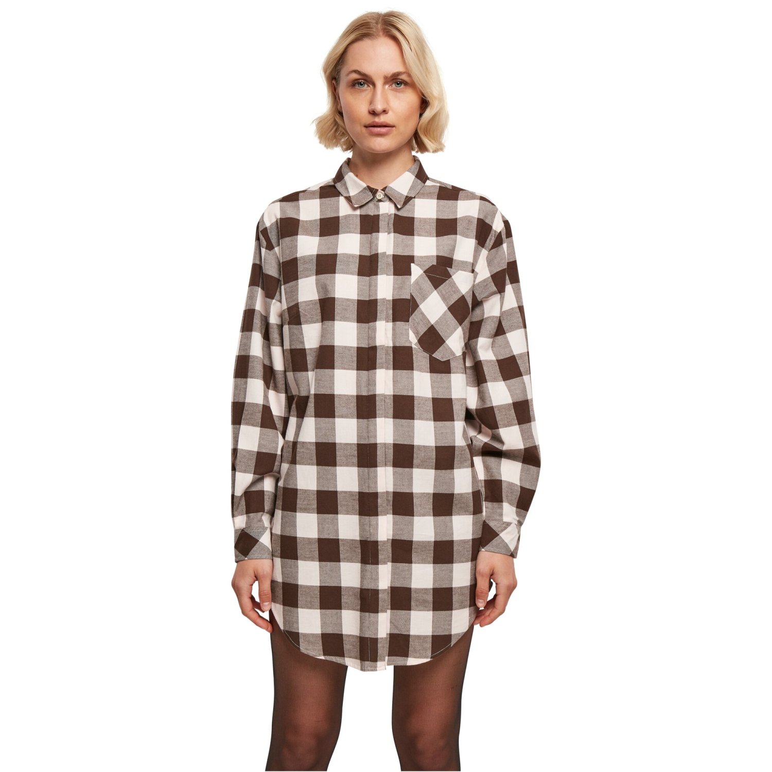 Urban Classics Ladies - Oversized Flannel Shirt Robe braun