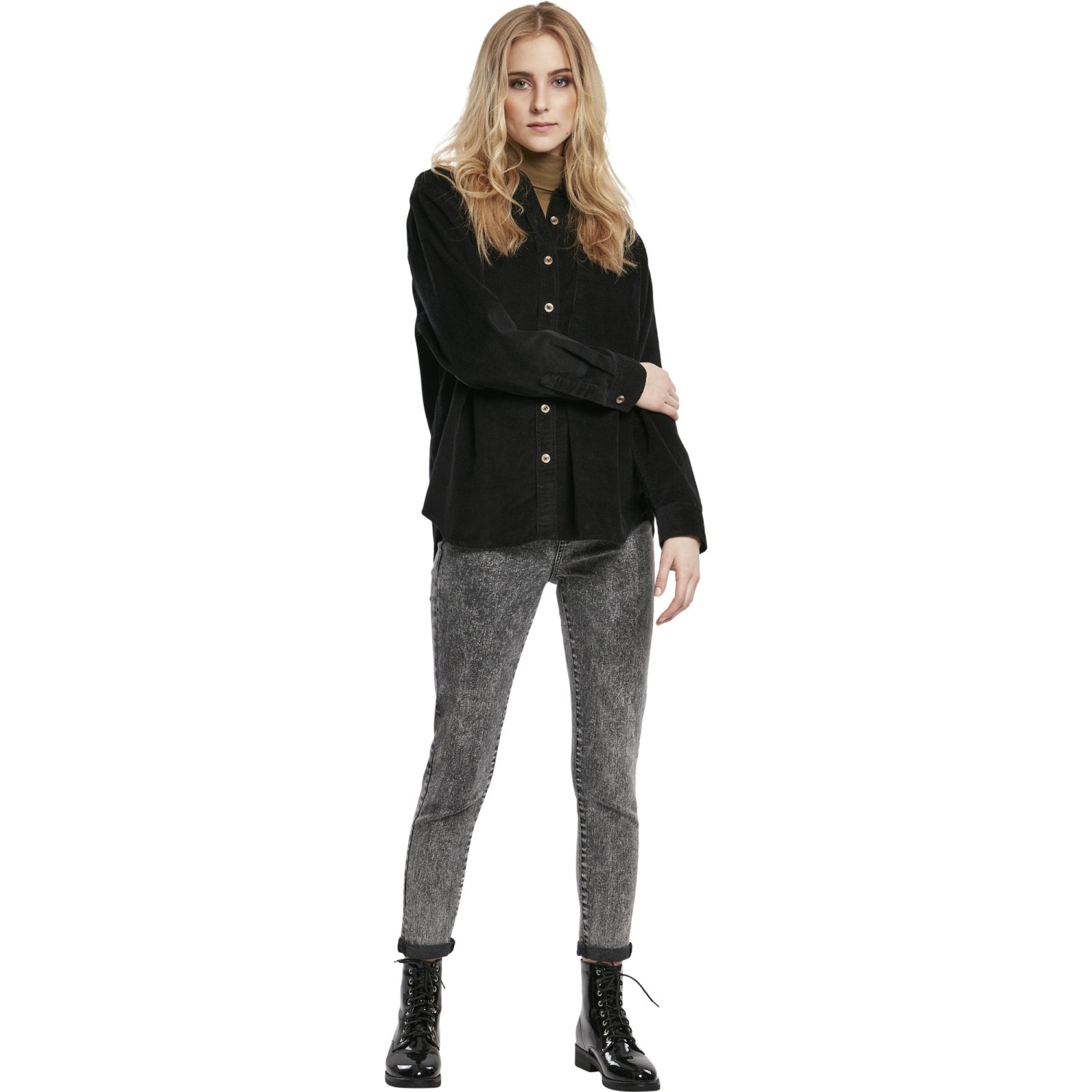 Urban Classics Femme - Corduroy Oversized Shirt noir