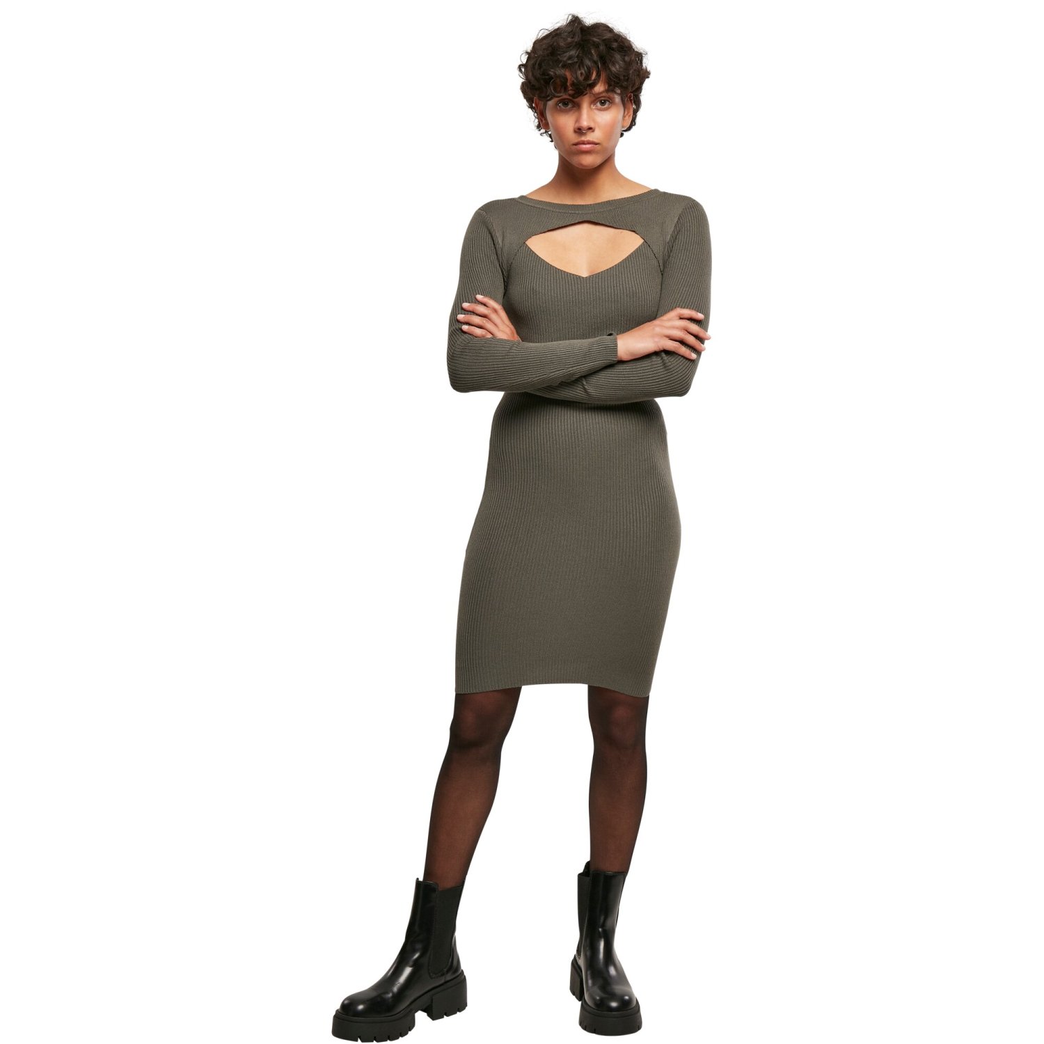 Urban Classics Ladies - CUT OUT Dress olive