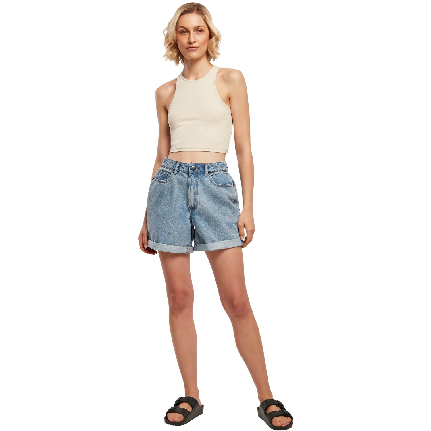 Urban Classics Ladies - Cropped Rib Tank Top Shirt bauchfrei