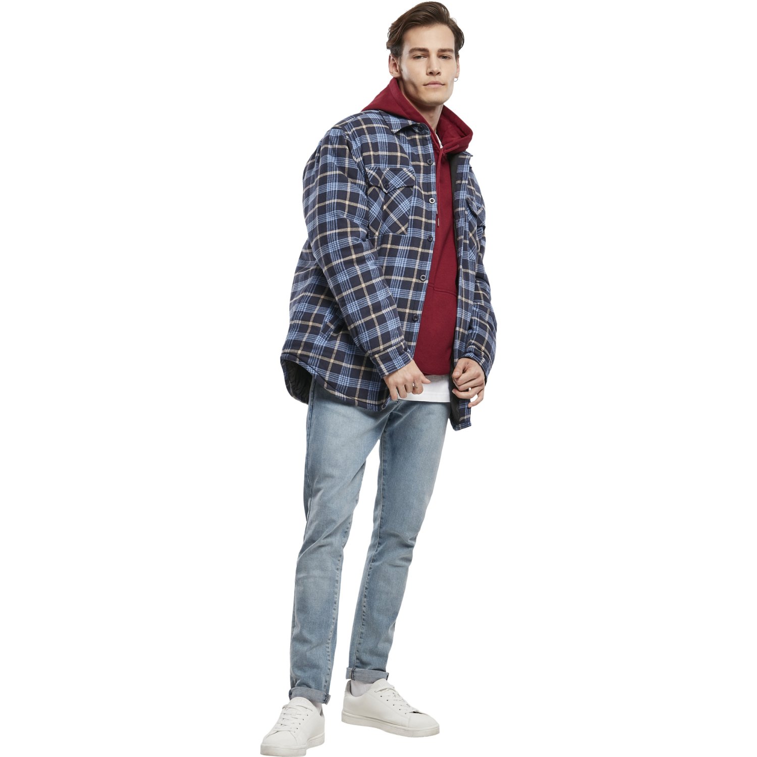 Urban Classics - Plaid Quilted Shirt Jacket lightblue