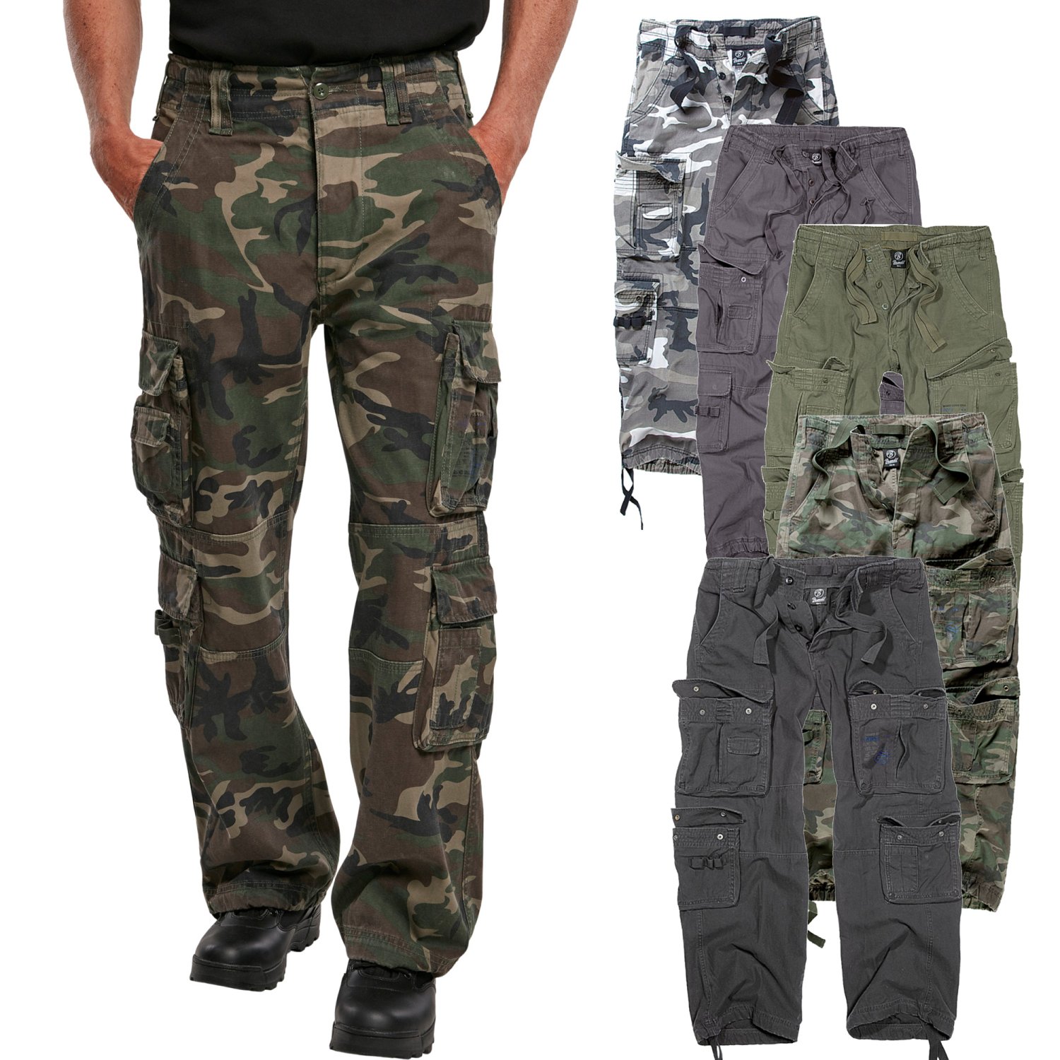 Brandit Pure Vintage Cargo Outdoor Army Trousers