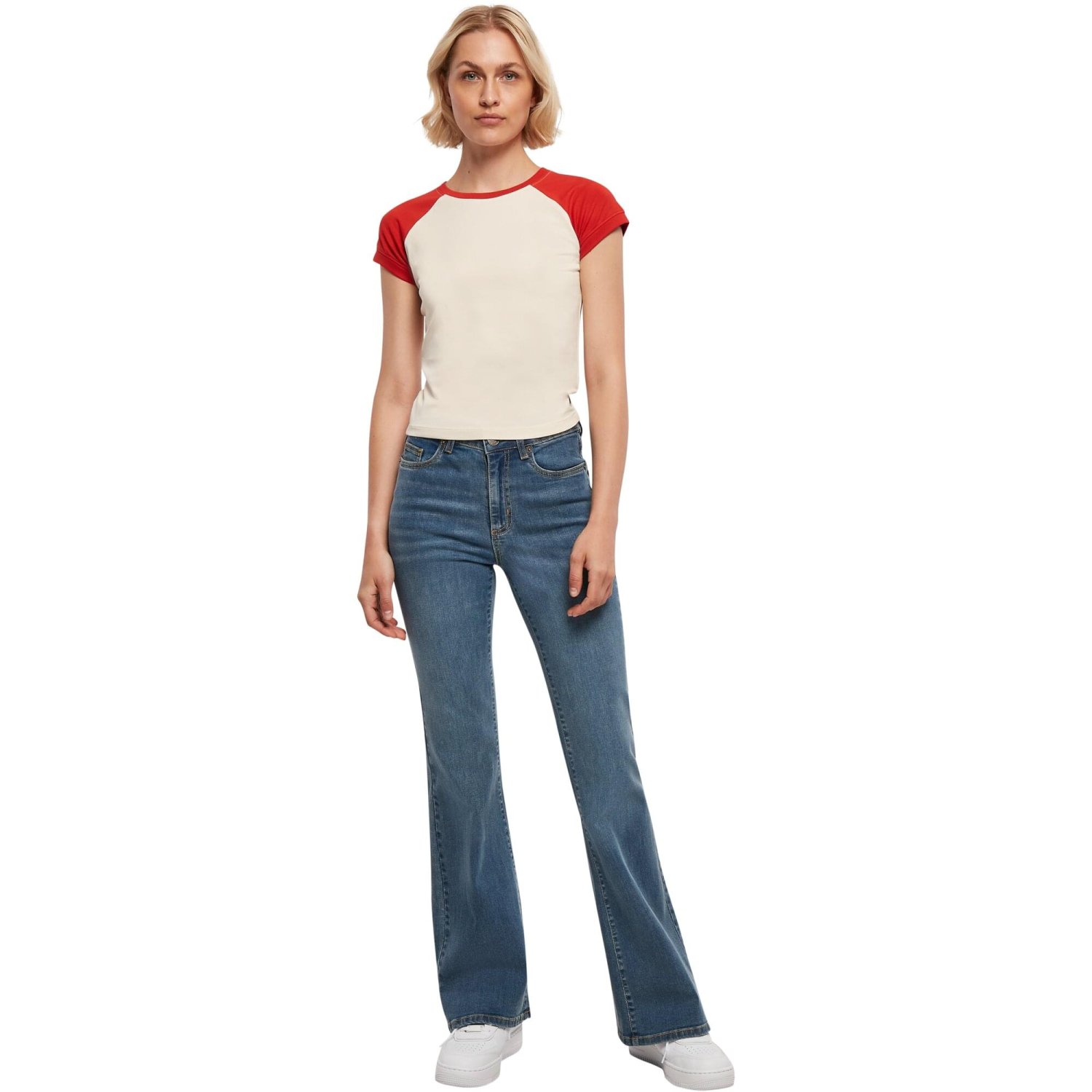 Urban Classics Ladies - Organic Stretch Retro Shirt sand red