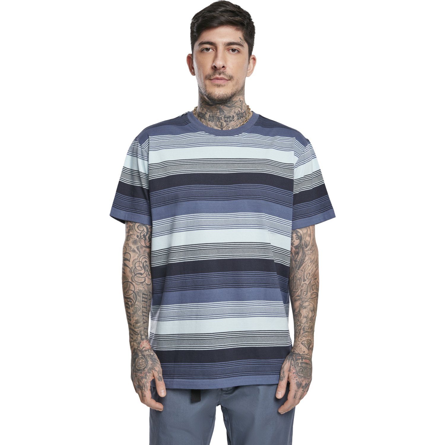 Urban Classics - Yarn Dyed Sunrise Stripe Shirt vintage blau