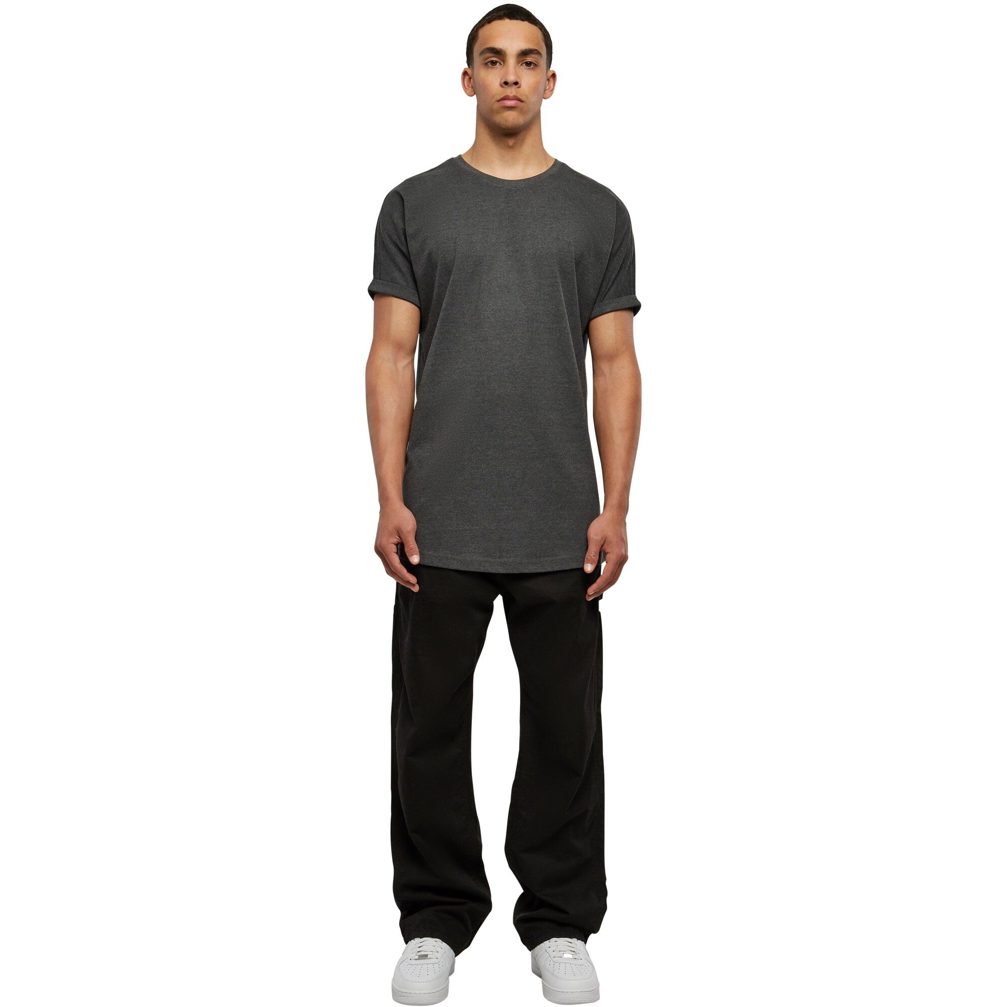 Urban Classics - SHAPED Long Turnup Tee charcoal