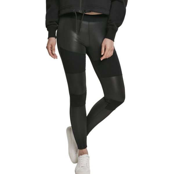 Urban Classics Ladies - Faux Cuir TECH Leggings noir