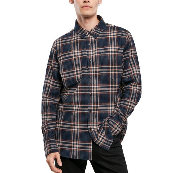 Urban Classics - CHECKED FLANELL Campus Button Up navy