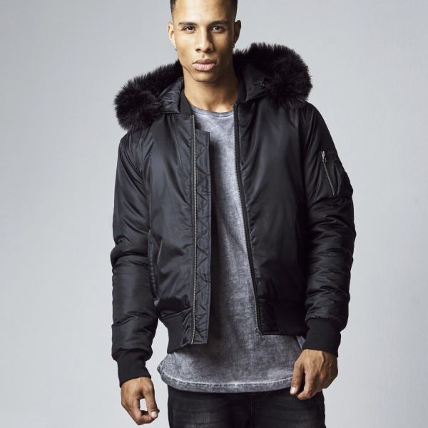 Urban Classics - HOODED BOMBER Winter Jacket navy