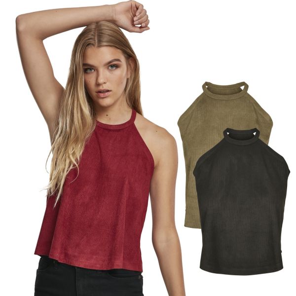 Urban Classics Ladies - Peached Rib Neckholder Tank Top