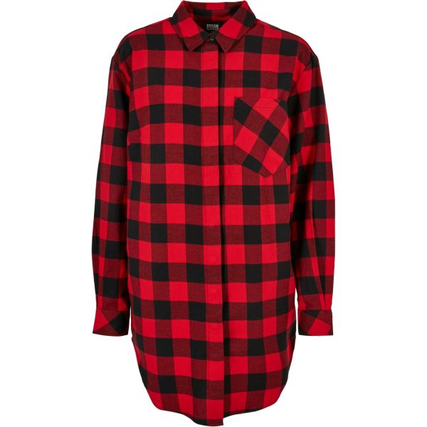 Urban Classics Ladies - Oversized Flannel Shirt Robe rouge