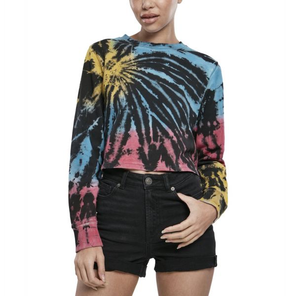 Urban Classics Ladies - Tie Dye Cropped Pullover