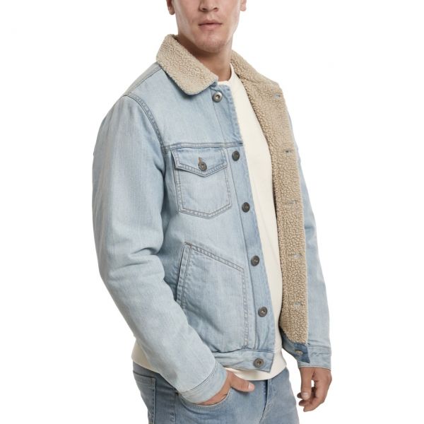 Urban Classics - SHERPA Lined Jeans Veste rinsed denim