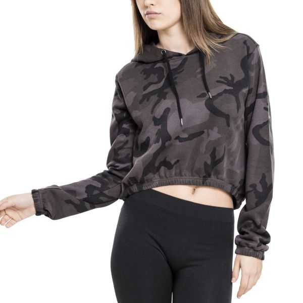 Urban Classics Ladies - CAMO CROPPED Hoody dark camo