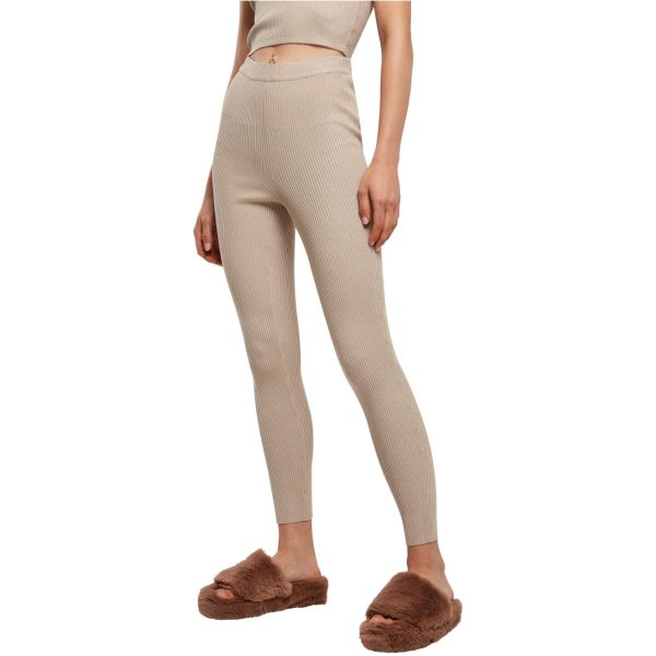 Urban Classics Ladies - Rib Knit Leggings taupe