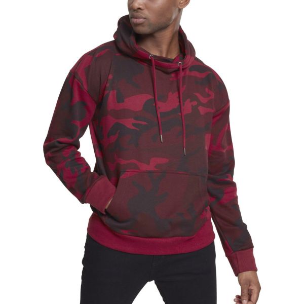Urban Classics - HIGH NECK Hoody burgundy camo