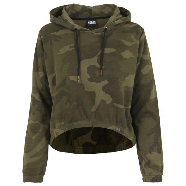 Urban Classics Ladies - CAMO CROPPED Hoody dark camo