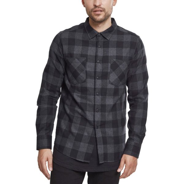 Urban Classics - CHECKED FLANELL Shirt black / honey