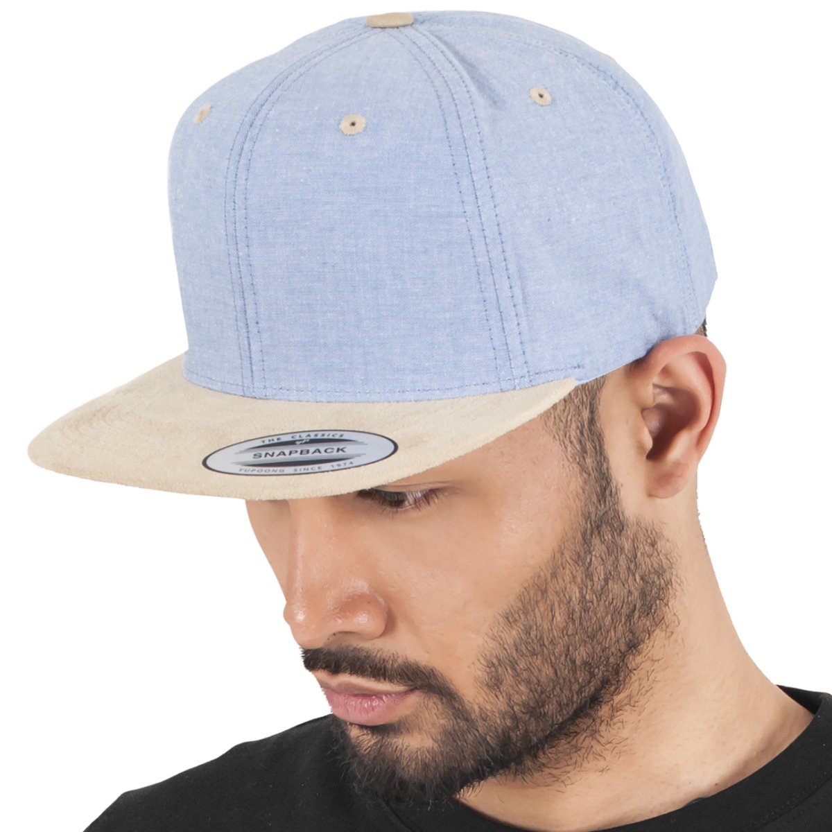 Flexfit CHAMBRAY SUEDE Snapback Cap - blue / beige | Snapback Caps | Caps |  HEADWEAR | URBAN STREET EN