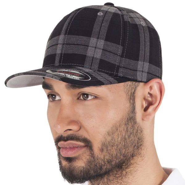 Flexfit TARTAN PLAID Stretchable Cap - noir / rouge