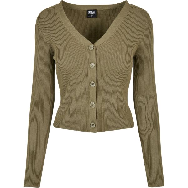 Urban Classics Ladies - Short Rib Knit Cardigan khaki