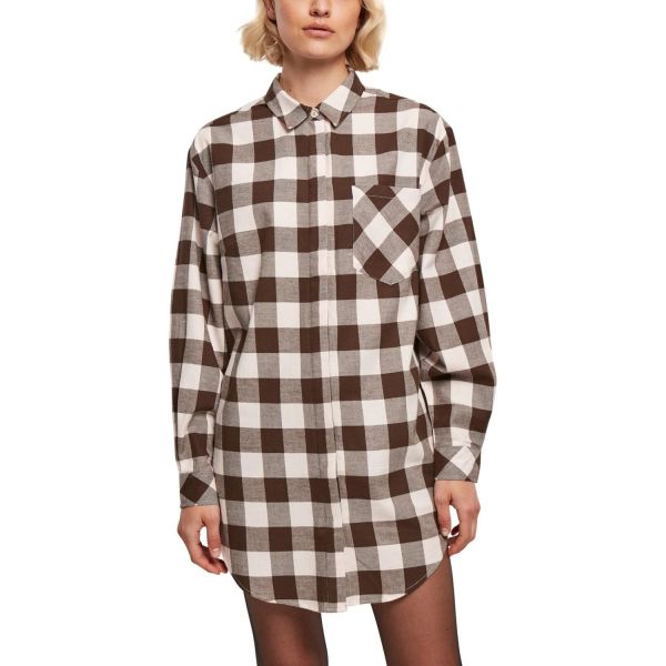 Urban Classics Ladies - Oversized Flannel Shirt Dress red