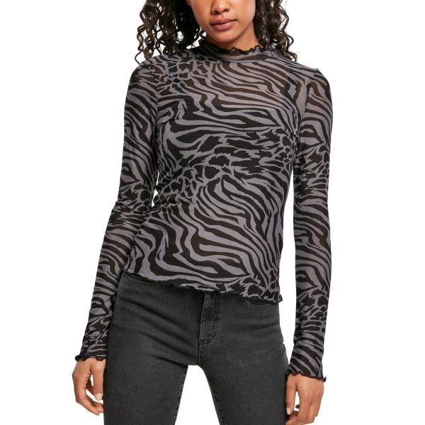 Urban Classics Ladies - Mesh Turtleneck Longsleeve charcoal