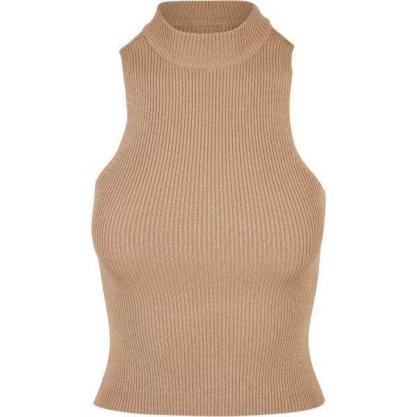 Urban Classics Ladies - Short Rib Knit Turtleneck Tank Top