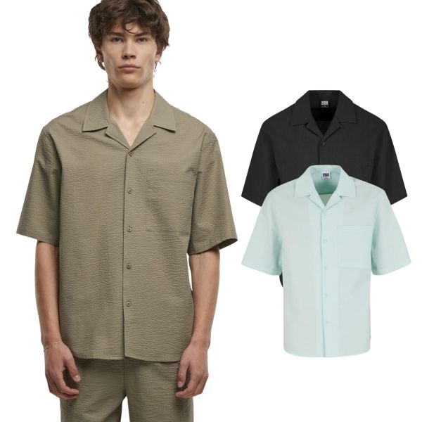Urban Classics - Relaxed Seersucker Chemise olive