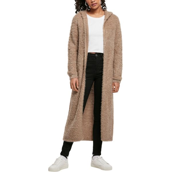 Urban Classics Ladies - Hooded Feather Cardigan taupe
